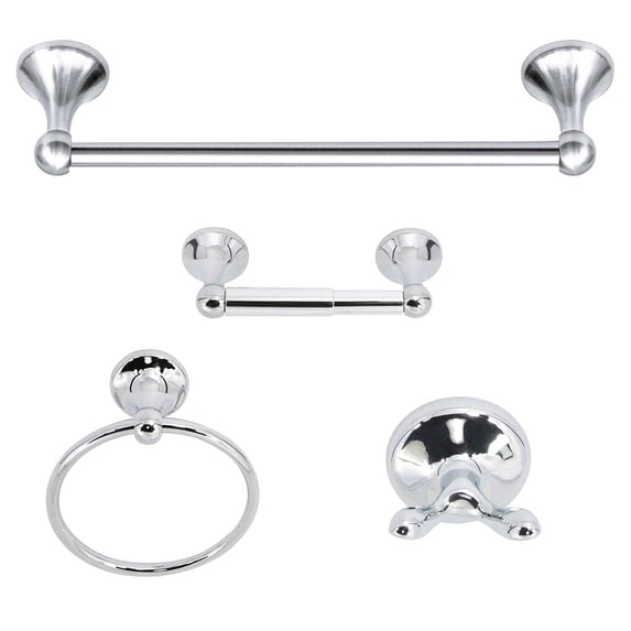 Nuk3y Vista 4-Piece Bathroom Hardware Accessory Set with 24" Towel Bar