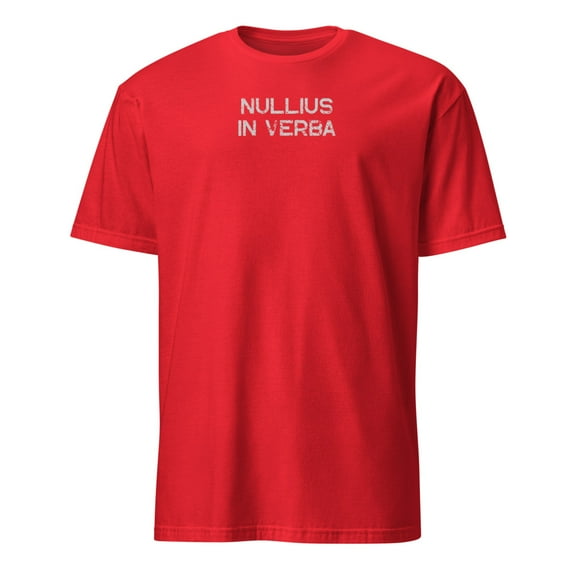 Nullius in Verba Latin Quote Skeptic Philosophy T-Shirt (Red, 2XL)