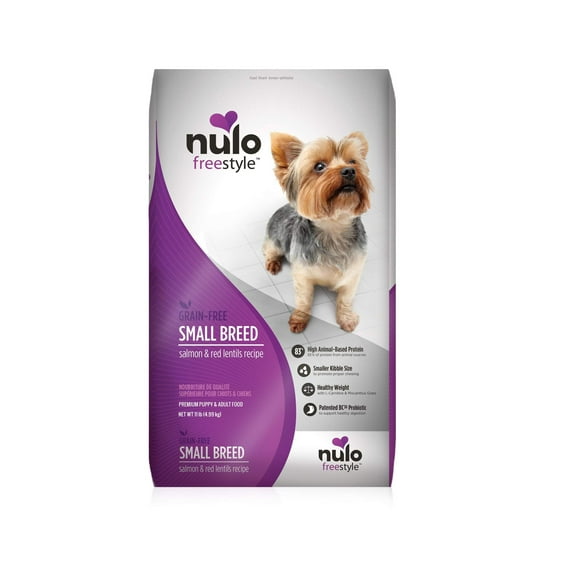 Nulo Grain Free Small Breed Dry Dog Food with BC30 Probiotic (Salmon and Red Lentils Recipe, 4.5lb Bag) 4.5 lb