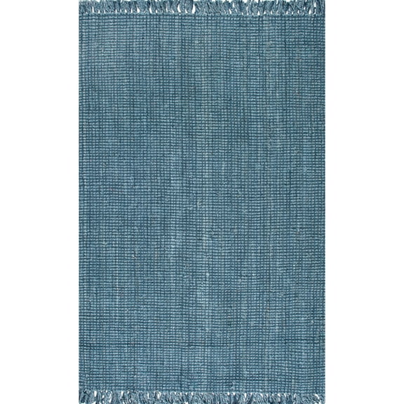 Nuloom 8'6 x 11'6 Hand Woven Chunky Loop Jute Rug in Blue