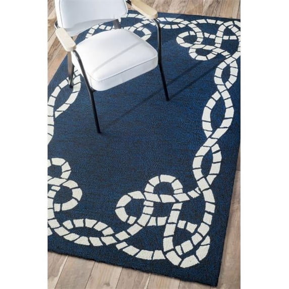 Nuloom AWVE09A-76096 Hand Hooked Delphine Rug, Blue - 7 ft. 6 inch x 9 ft. 6 inch