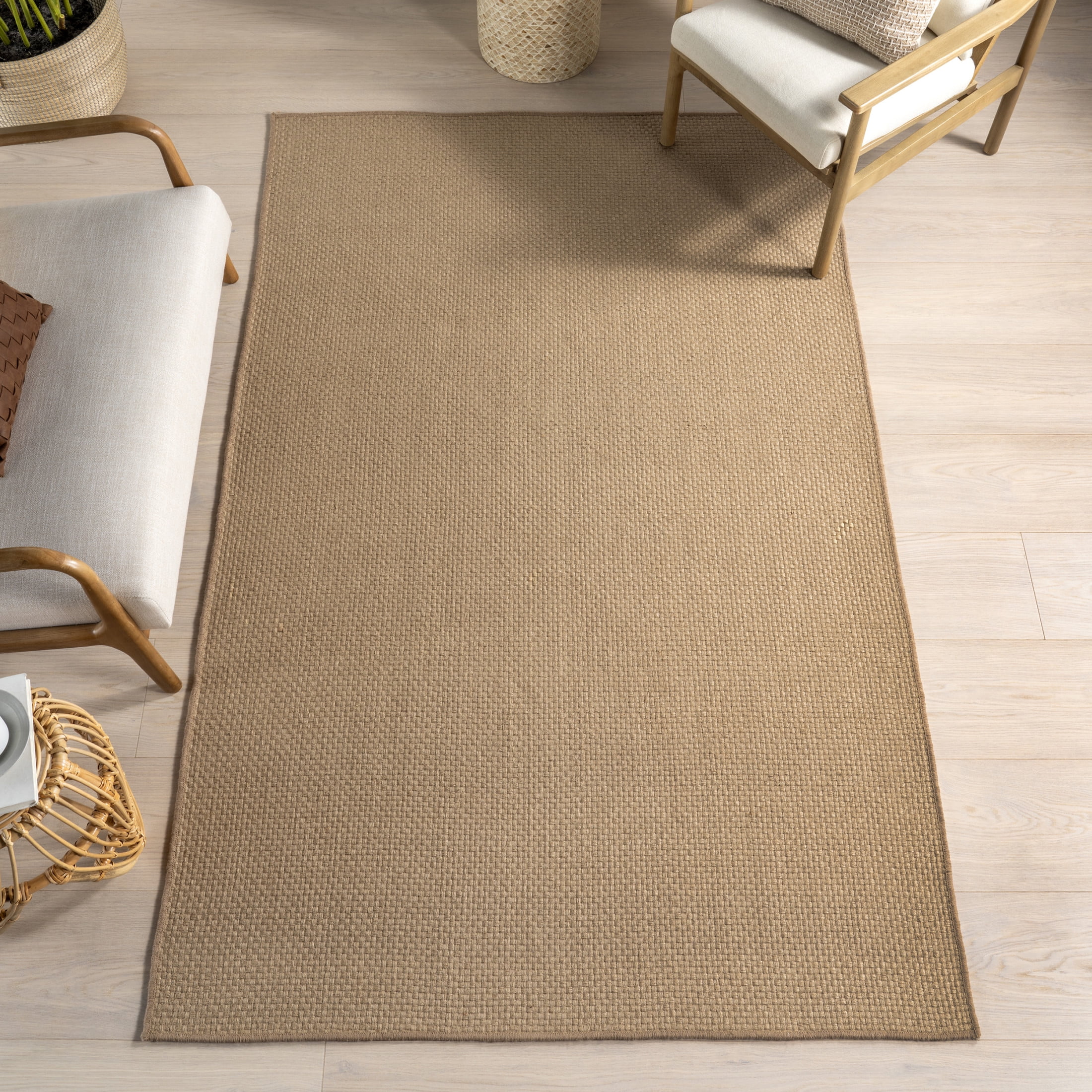 Natural Handmade Jute Flat Woven Area Rug, 4' x 6'