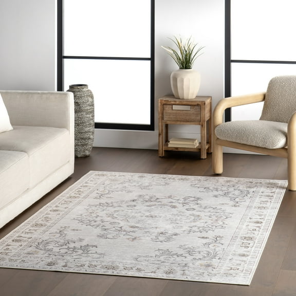 nuLOOM Ainara Splashguard Traditional Machine Washahble Area Rug, 3' x 5', Ainara Beige