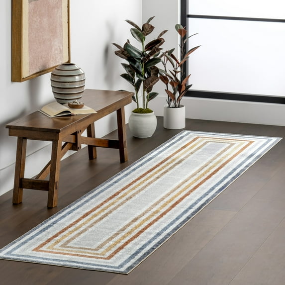 nuLOOM Alienor SpinClean Striped Machine Washable Area Rug, 2' 6" x 6', Runner, Alienor Multicolor