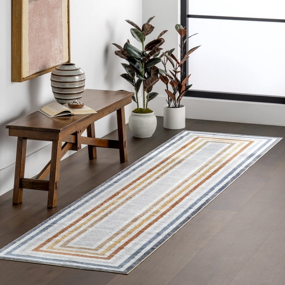 nuLOOM Alienor SpinClean Striped Machine Washable Area Rug, 2' 6" x 6', Runner, Alienor Multicolor