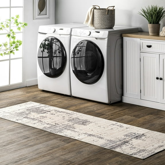 nuLOOM Ariana SpinClean Machine Washable Abstract Area Rug, 2' 6" x 8', Runner, Ariana Grey