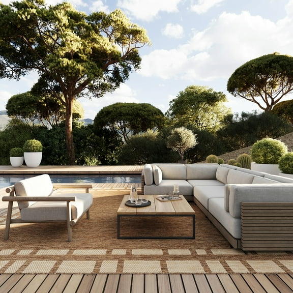 nuLOOM Bellia Striped Indoor/Outdoor Area Rug, 6' 7" x 9', Bellia Light Brown