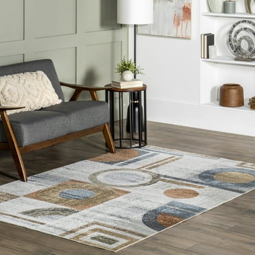 Nuloom Brodee SpinClean Abstract Retro Machine Washable Area Rug, 5' 3" x 8', Brodee Beige
