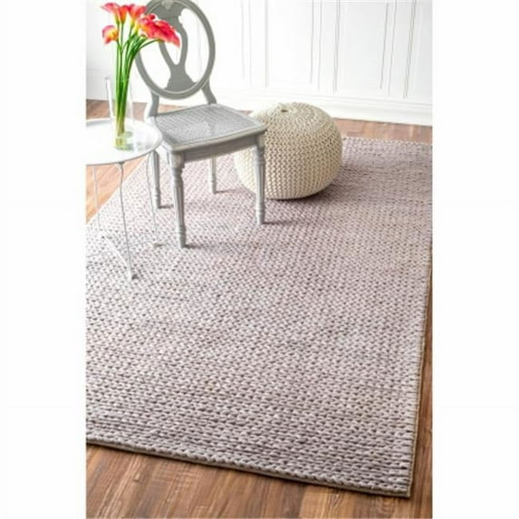 Nuloom CB01D-609 Hand Woven Chunky Woolen Cable Rug, Light Grey - 6 ft. x 9 ft.