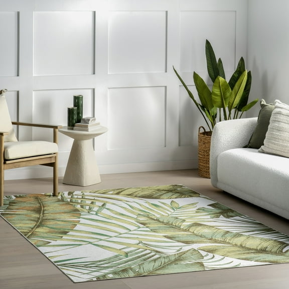 nuLOOM Cyra Splashguard Graphic Machine Washable Area Rug, 2' x 3', Cyra Sage Green