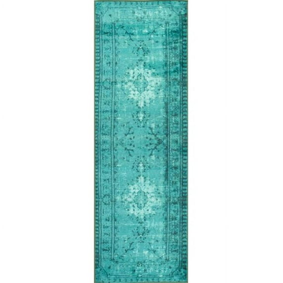 Nuloom DIRE3C-920125 Machine Made Chroma Overdyed Style Rug, Turquoise - 9 ft. 2 in. x 12 ft. 5 in.