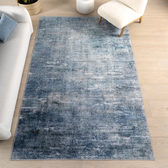 nuLOOM Ellison SplashGuard Modern Abstract Machine Washable Area Rug, 4' x 6', Ellison Blue