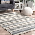 thumbnail image 1 of Nuloom  High Low Casual Geometric Aztec Mandilana Striped Shag Area Rug, 1 of 5
