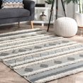 thumbnail image 1 of Nuloom  High Low Casual Geometric Aztec Mandilana Striped Shag Area Rug, 1 of 4