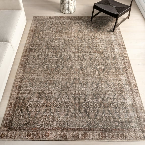Nuloom Hillstone Collection Traditional Vintage Medallion Area Rug, 10' x 13', Calianna Brown