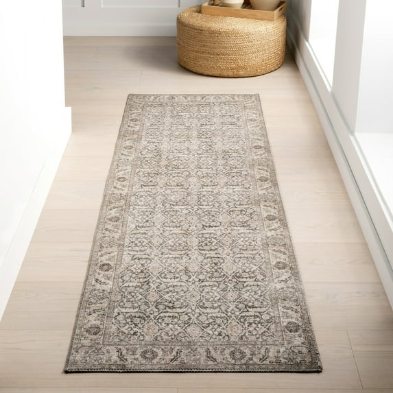 Nuloom Hillstone Collection Traditional Vintage Medallion Area Rug, 2' 8" x 8', Runner, Calantha Grey