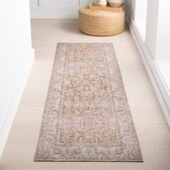 Nuloom Hillstone Collection Traditional Vintage Medallion Area Rug, 2' 8" x 8', Runner, Glenette Rust
