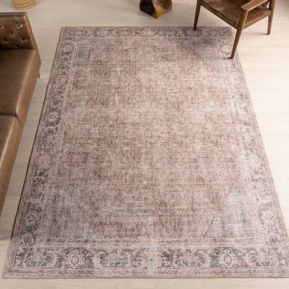 Nuloom Hillstone Collection Traditional Vintage Medallion Area Rug, 4' x 6', Cataleya Beige