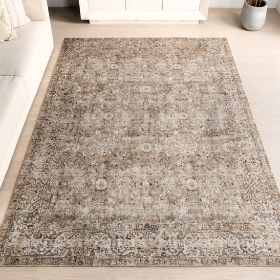 Nuloom Hillstone Collection Traditional Vintage Medallion Area Rug, 4' x 6', Elinda Dark Beige