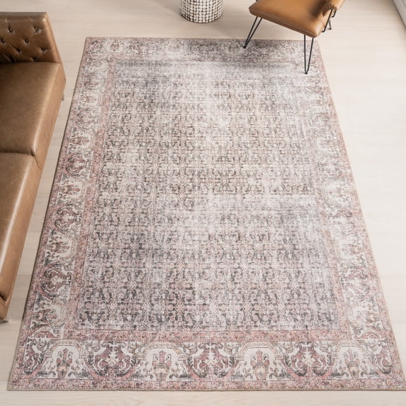 Nuloom Hillstone Collection Traditional Vintage Medallion Area Rug, 4' x 6', Marlowe Light Grey