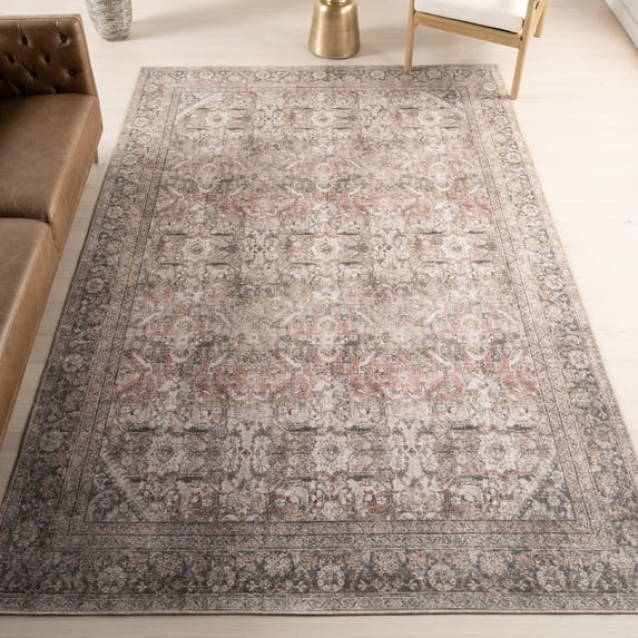 Nuloom Hillstone Collection Traditional Vintage Medallion Area Rug, 5' x 8', Deka Brown