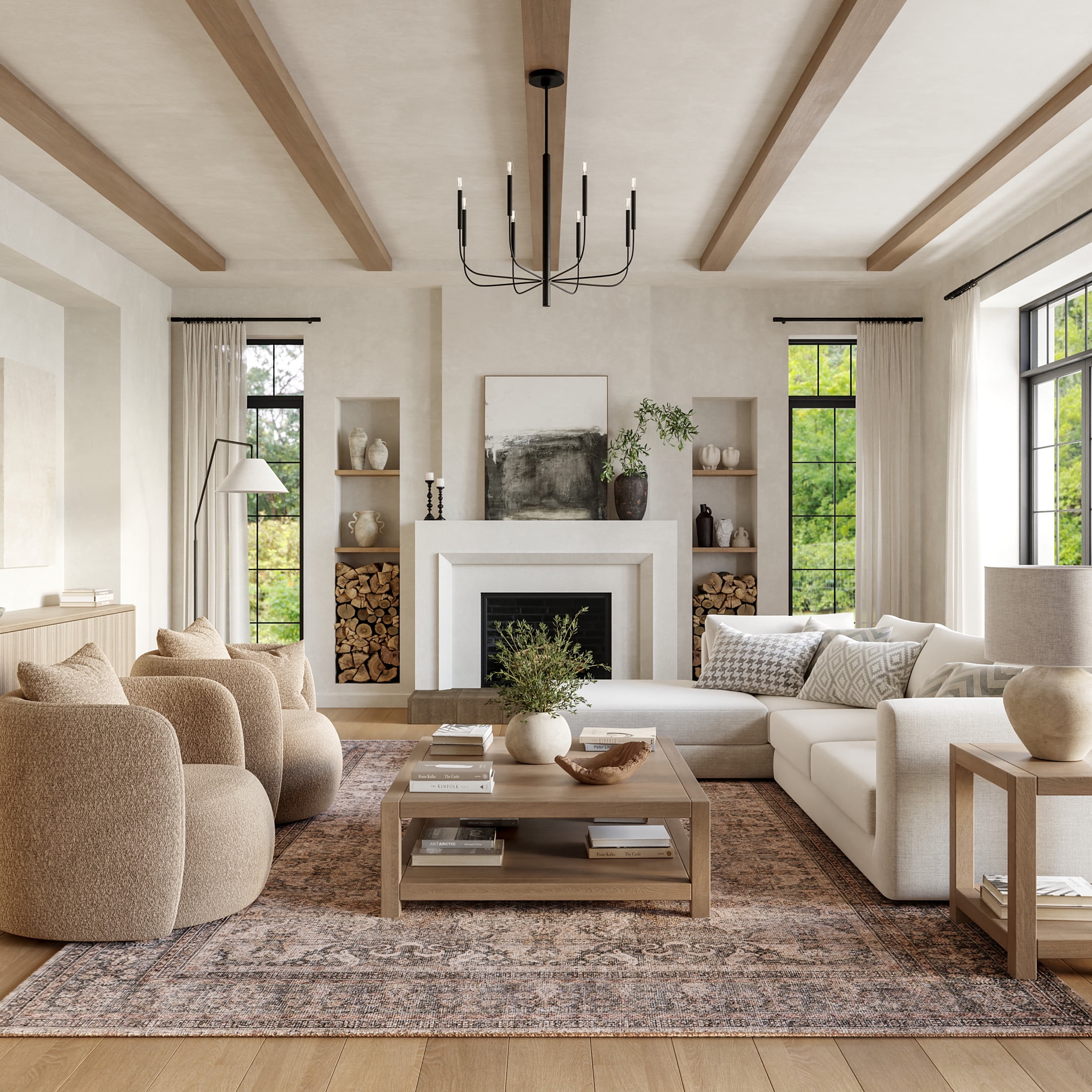 Hillstone Dark Beige Rectangular Synthetic Medallion Area Rug