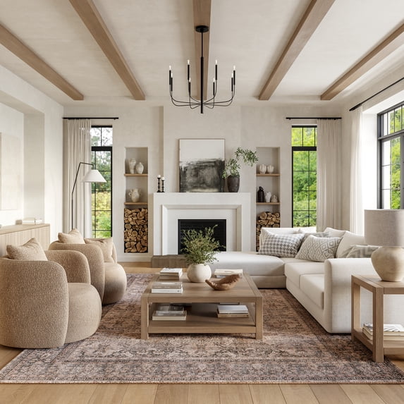Nuloom Hillstone Collection Traditional Vintage Medallion Area Rug, 5' x 8', Else Dark Beige