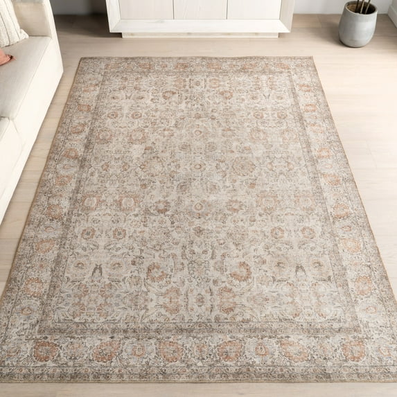 Nuloom Hillstone Collection Traditional Vintage Medallion Area Rug, 5' x 8', Glenette Light Brown