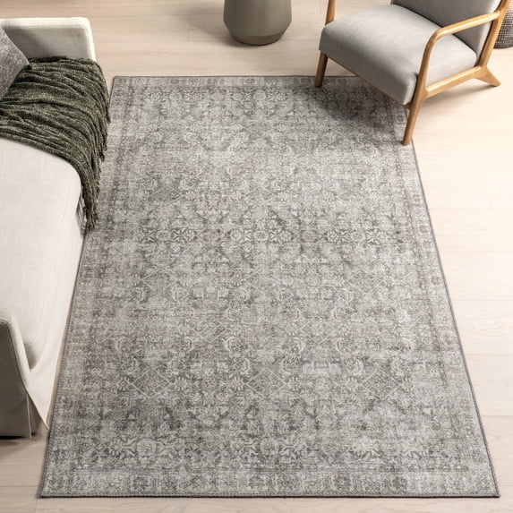 Nuloom Hillstone Collection Traditional Vintage Medallion Area Rug, 6' 7" x 9', Calianna Grey