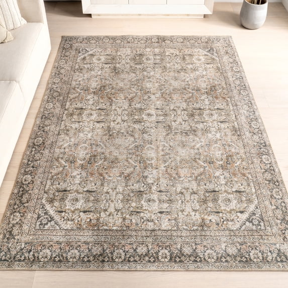 Nuloom Hillstone Collection Traditional Vintage Medallion Area Rug, 6' 7" x 9', Deka Dark Beige
