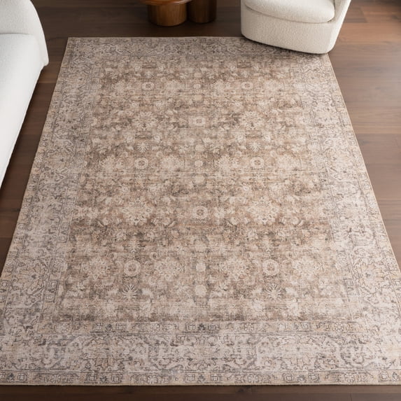 Nuloom Hillstone Collection Traditional Vintage Medallion Area Rug, 6' 7" x 9', Elinda Brown