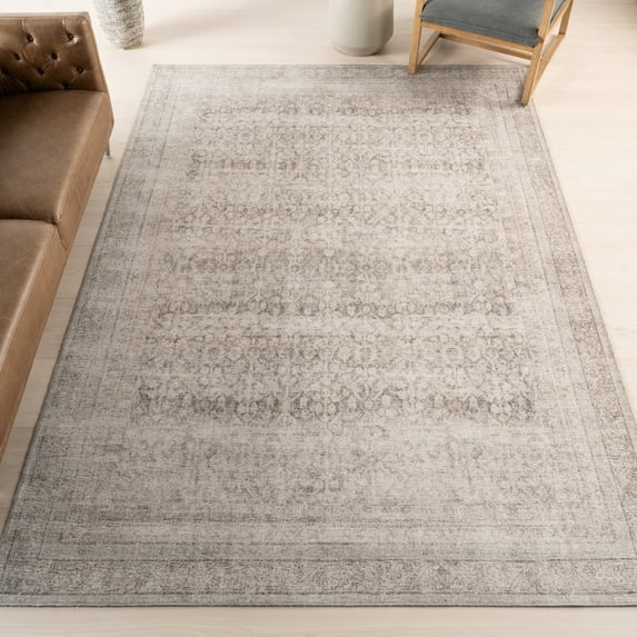 Nuloom Hillstone Collection Traditional Vintage Medallion Area Rug, 6' 7" x 9', Giorgina Grey