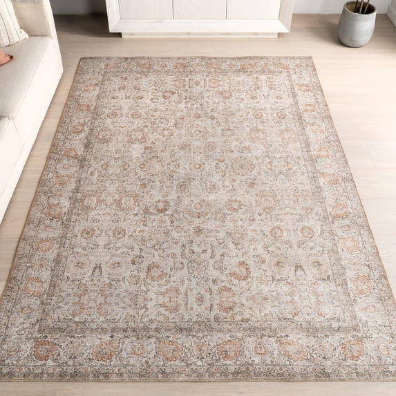 Nuloom Hillstone Collection Traditional Vintage Medallion Area Rug, 6' 7" x 9', Glenette Light Brown