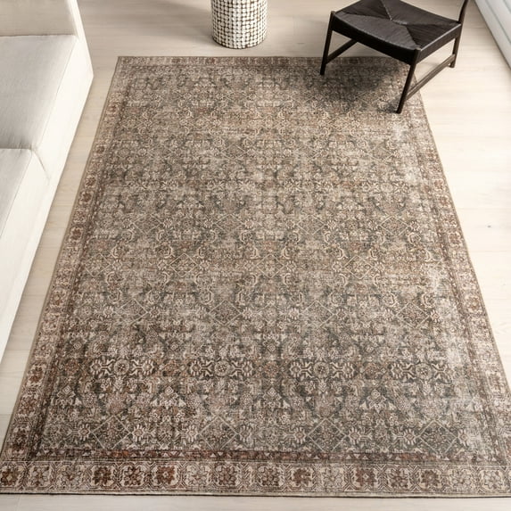 Nuloom Hillstone Collection Traditional Vintage Medallion Area Rug, 9' x 12', Calianna Brown