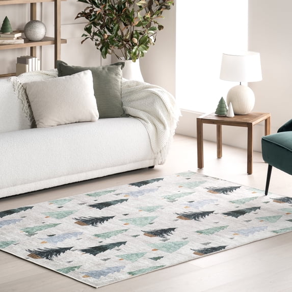 Nuloom Jina SpinClean Evergreen Tree Machine Washable Area Rug, 7' 10" x 10', Jina Green