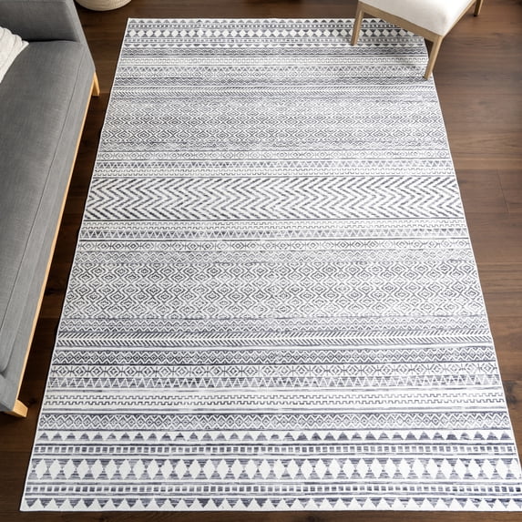 nuLOOM Juni Southwestern SplashGuard Machine Washable Area Rug, 6' x 9', Juni Grey