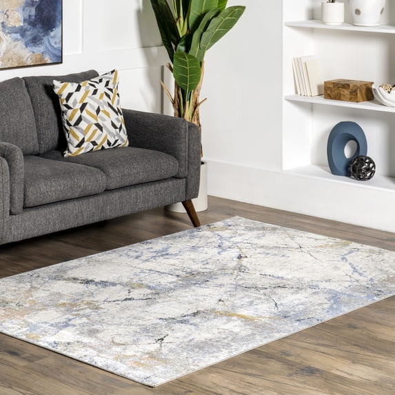 Nuloom Luca SpinClean Abstract Splatter Machine Washable Area Rug, 5' 3" x 7' 6", Luca Light Beige