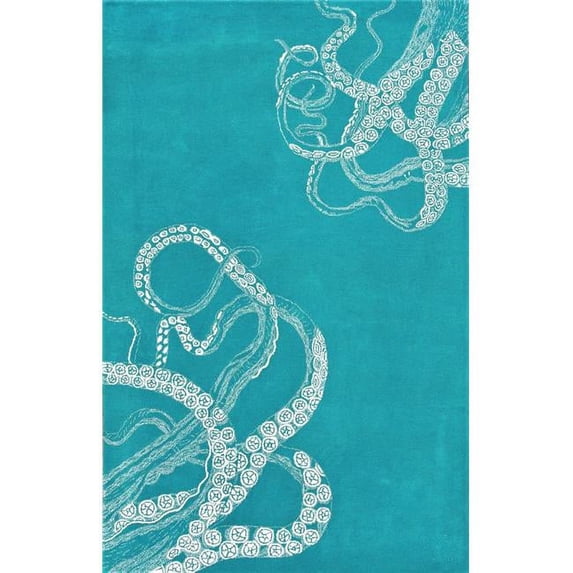Nuloom MTKT01D-76096 Hand Tufted Octopus Tail Rug, Blue Waters - 7 ft. 6 in. x 9 ft. 6 in.