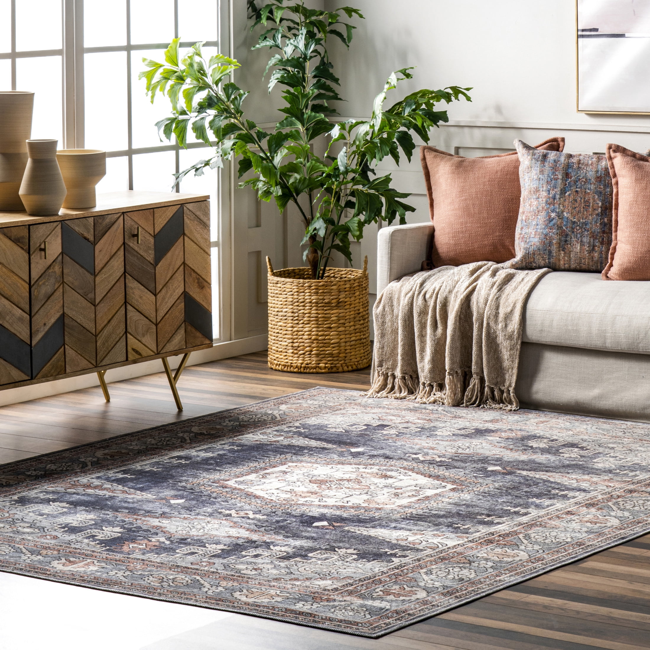 Nuloom Maire SpinClean Traditional Medallion Machine Washable Area Rug ...