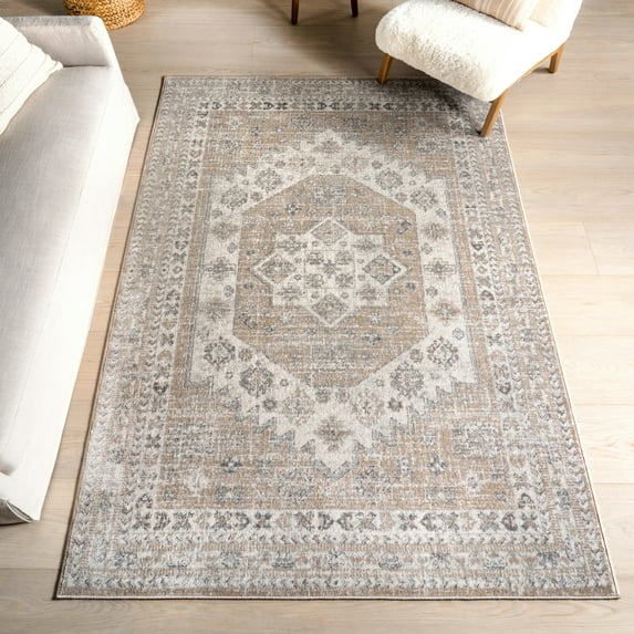 nuLOOM Nidia Tradtional Vintage Area Rug, 4' x 6', Nidia Beige
