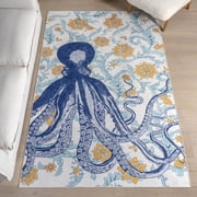 nuLOOM Noori Coastal SplashGuard Machine Washable Area Rug, 2 6" x 8, Runner, Noori Blue