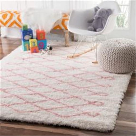 Nuloom OZAS02C-406 Shaggy Diamond Clouds Rug, Baby Pink - 4 ft. x 6 ft.