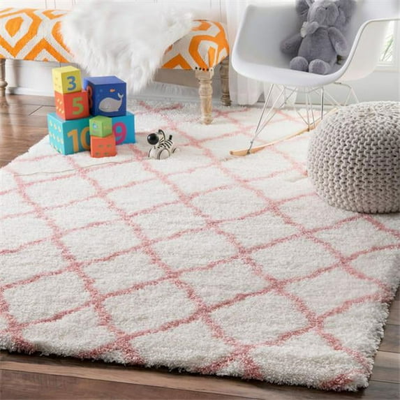 Nuloom OZAS03B-508 Shaggy Dreamy Clouds Rug, Baby Pink - 5 ft. 3 in. x 7 ft. 6 in.