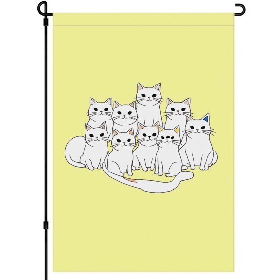 Cartoon Style Welcome Cat Durable Garden Flag - Double Colored Washable Versatile House Flags - 28x40 Inch Kitten Cute Cat Fluffy Cat House Flags - for Lawn Garden Front Door Deco