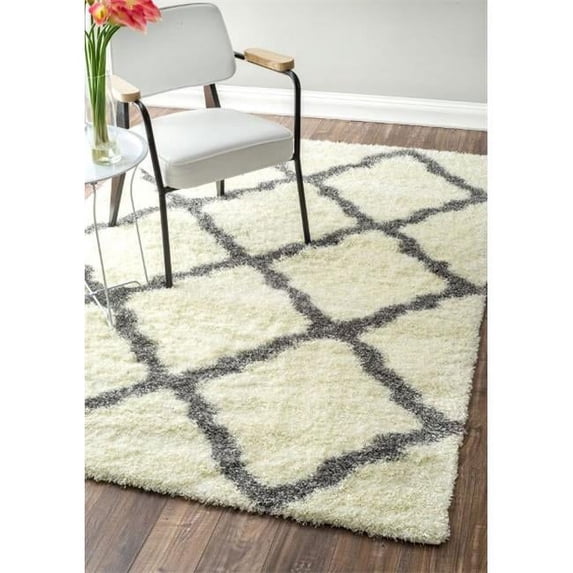 Nuloom OZSG14A-406 Moroccan Trellis Shag Rug, Grey - 4 ft. x 6 ft.