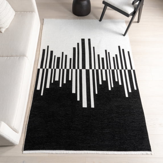 nuLOOM Olea SuperiorWash Abstract Machine Washable Area Rug, 4' x 6', Olea Black/Cream
