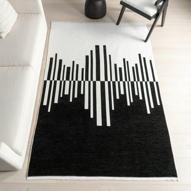 Nuloom Olea SuperiorWash Abstract Machine Washable Area Rug, 5' x 8', Olea Black/Cream