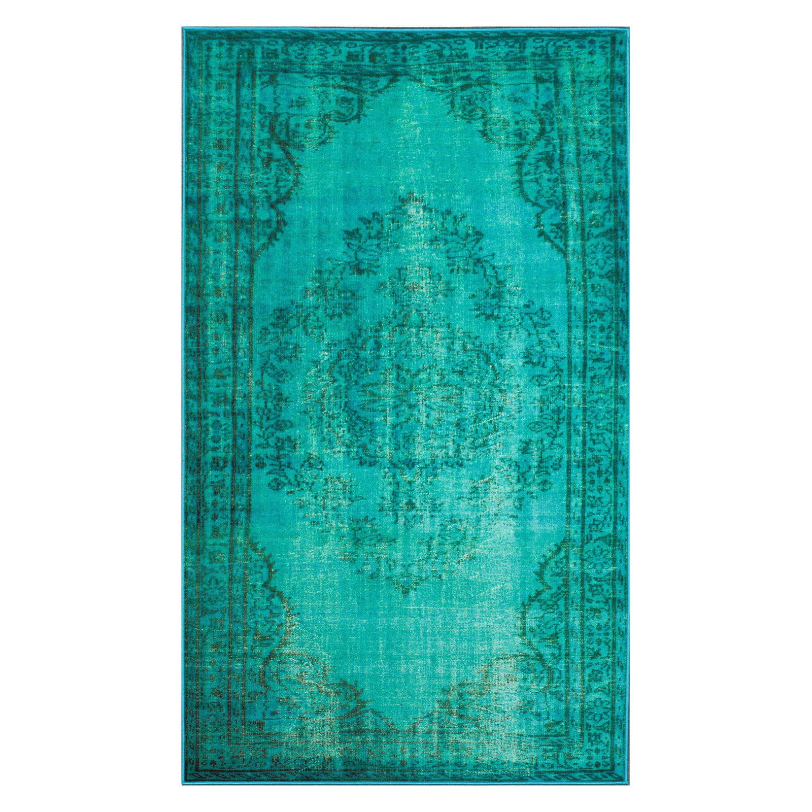 NuLOOM Machine Made Vintage Inspired Overdyed Rug Rug Turquoise