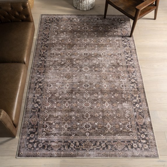 nuLOOM Rania SplashGuard Medallion Machine Washable Area Rug, 8' x 10', Rania Brown