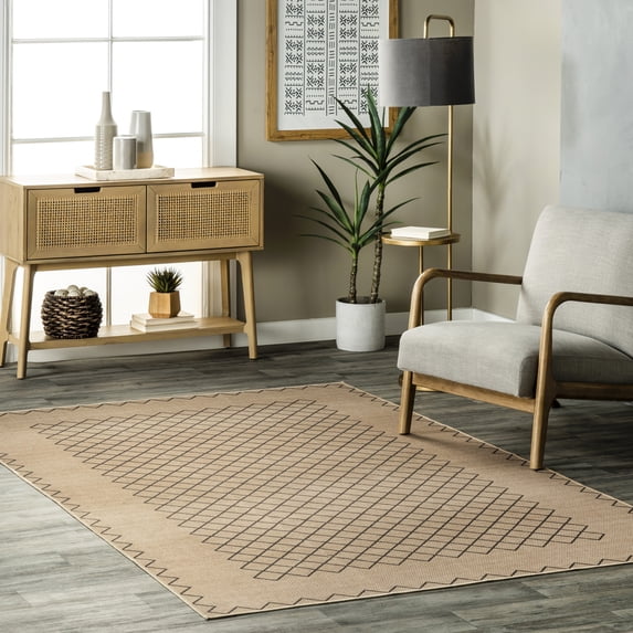 nuLOOM Rosita SpinClean Tribal Trellis Easy-Jute Machine Washable Area Rug, 5' x 8', Rosita Natural